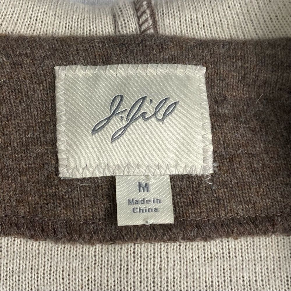 J. Jill‎ Brown Cotton Wool Hooded Zip Sweater Jacket Peplum Pockets M - Picture 3 of 13